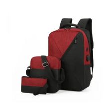 3 In1 Maroon Backpack With USB Headphone Port Handbags